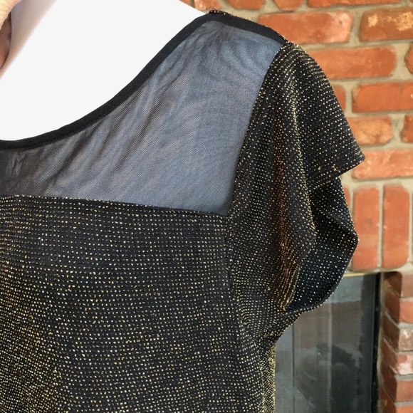 EXPRESS METALLIC GOLD MESH SHEER SHIRT TOP - Picture 3 of 6